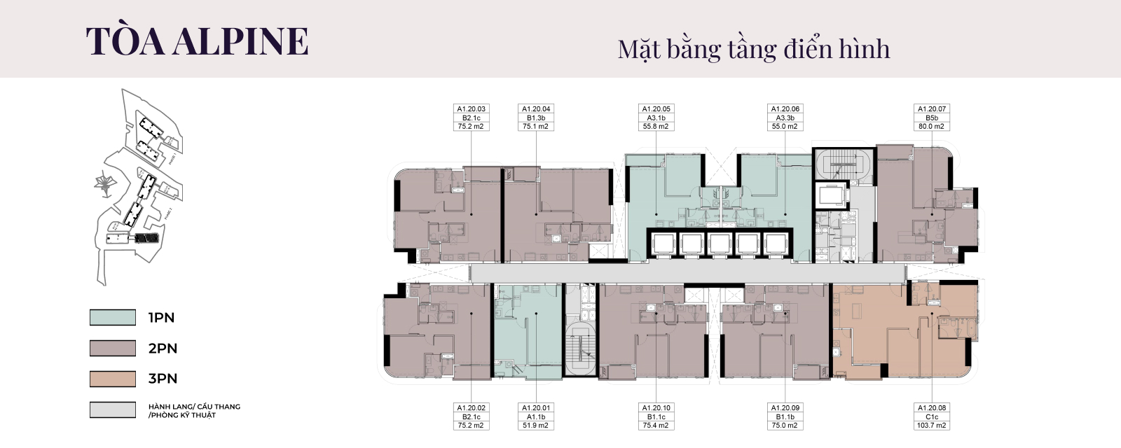 Mặt bằng tháp Alpine Eaton Park